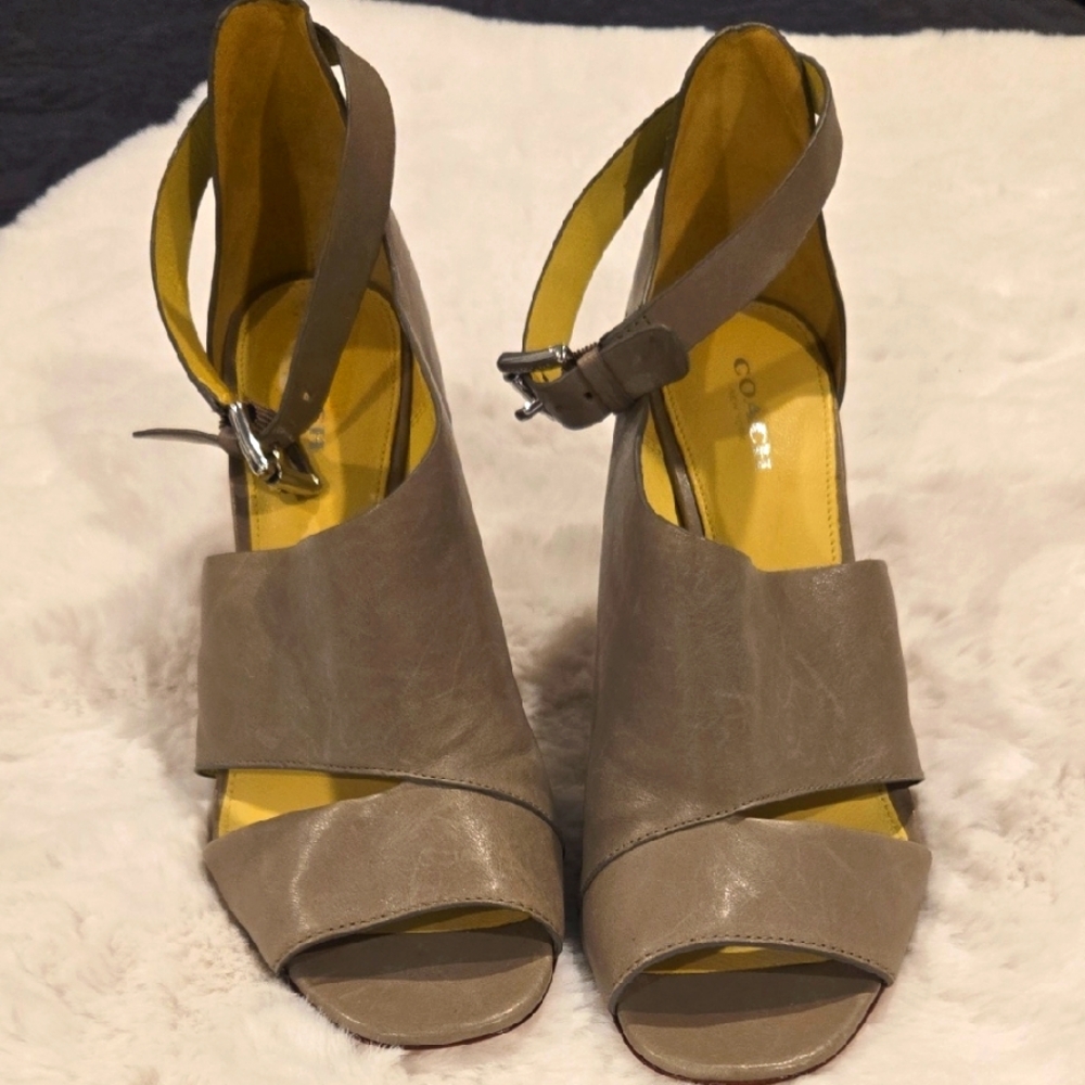 Coach Women's Gray Open-Toe 4" Heels